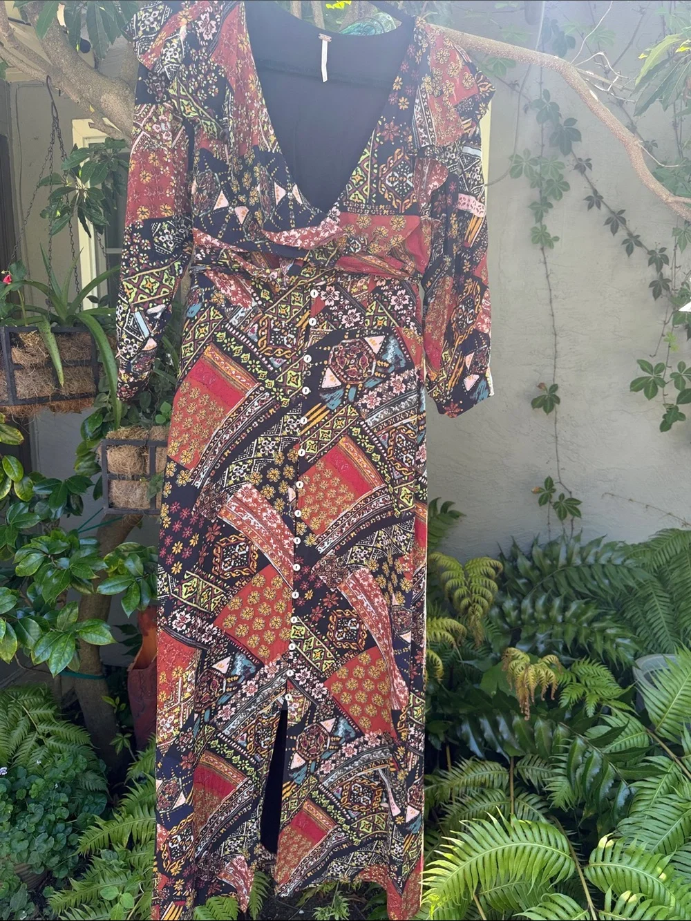Free People Patchwork Paisley Maxi Dress in Brown, Black and Rust - Picture 3 of 7